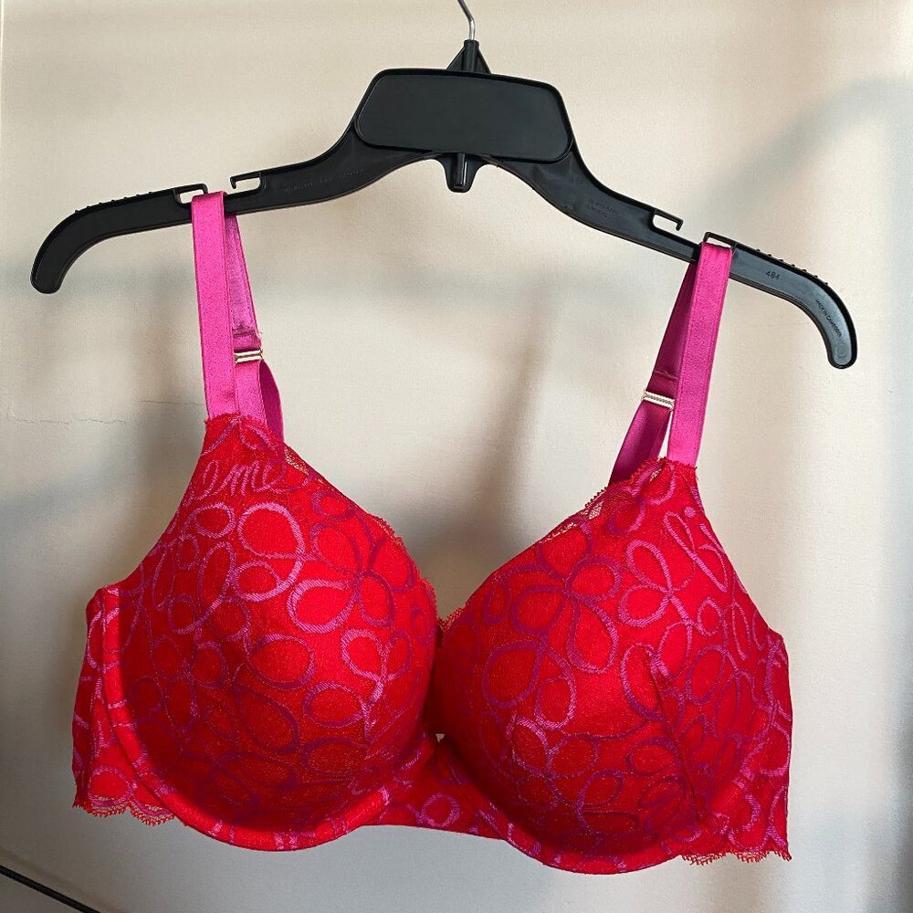 Ribbon Writing Unlined Lace Balconette Bra